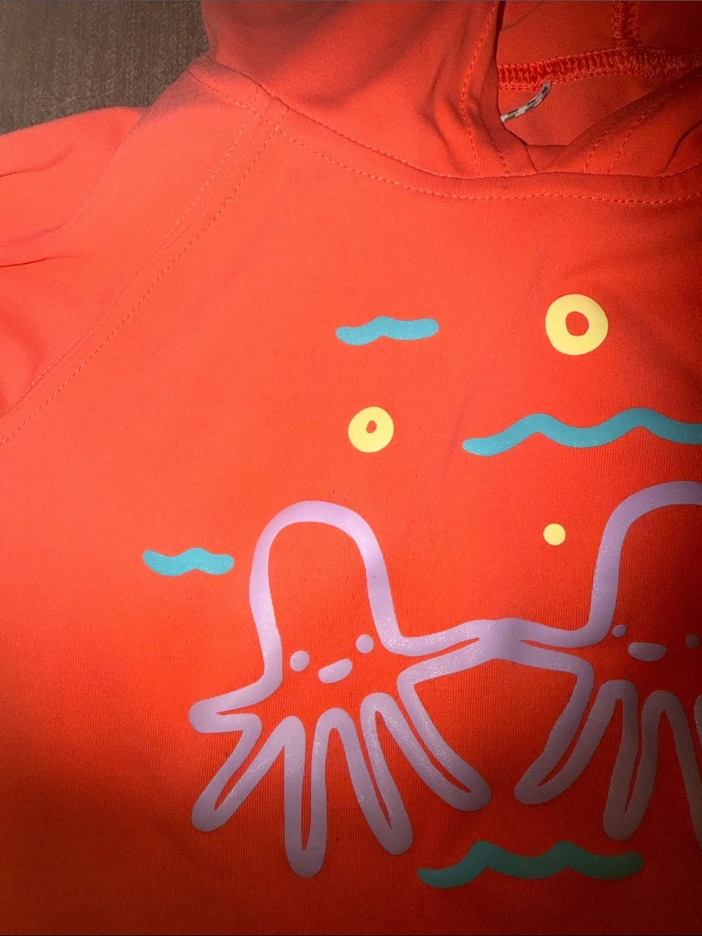 Patagonia Kids Coral Swim Rashguard Hoodie with Octopus Graphic